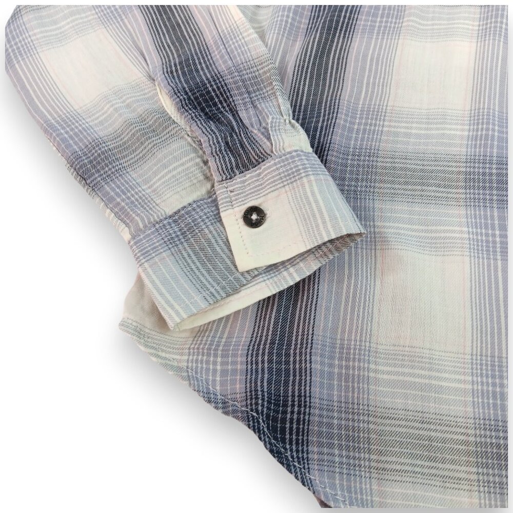 MUDD-Women's-Plaid-Gray-Black-Pink-SMALL-pullover-V Neck-Long Sleeve-Pockets - Picture 9 of 16